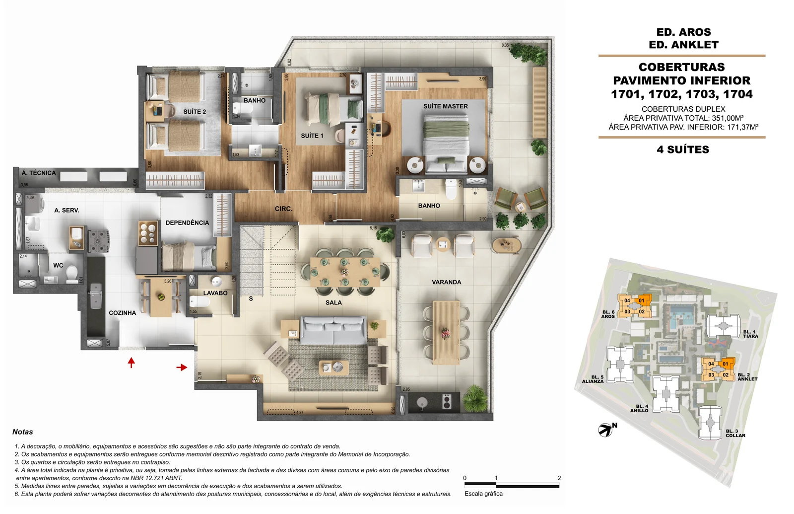 Planta Cobertura Collar — 363,47 m² — ORO Ilha Pura